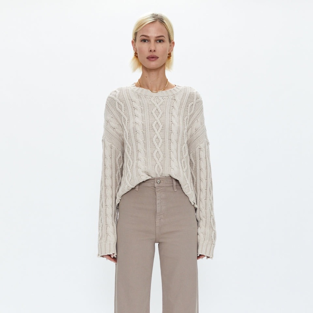 Pistola EVA CREW NECK SWEATER DOVE CABLE size small cable knit fisherman